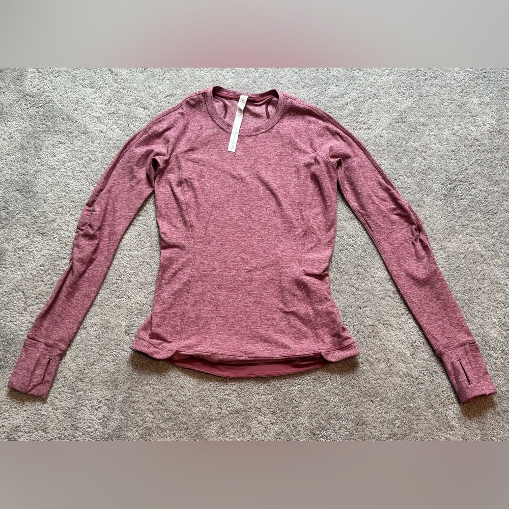 Lululemon Athletica Runderful Longsleeve-Heathered Misty Merlot- Sz 6